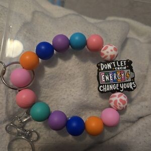 Handmade Vibrant Multicolor Beaded Keychain Bracelet